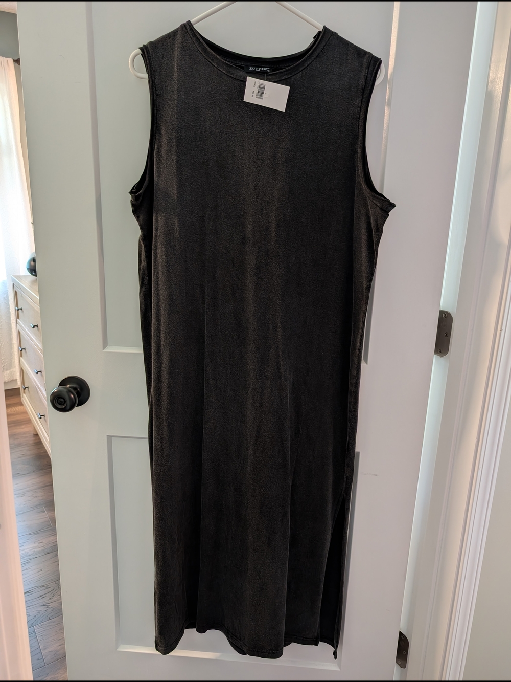 Mineral Washed Sleeveless Black Maxi Dress Zutter Brand